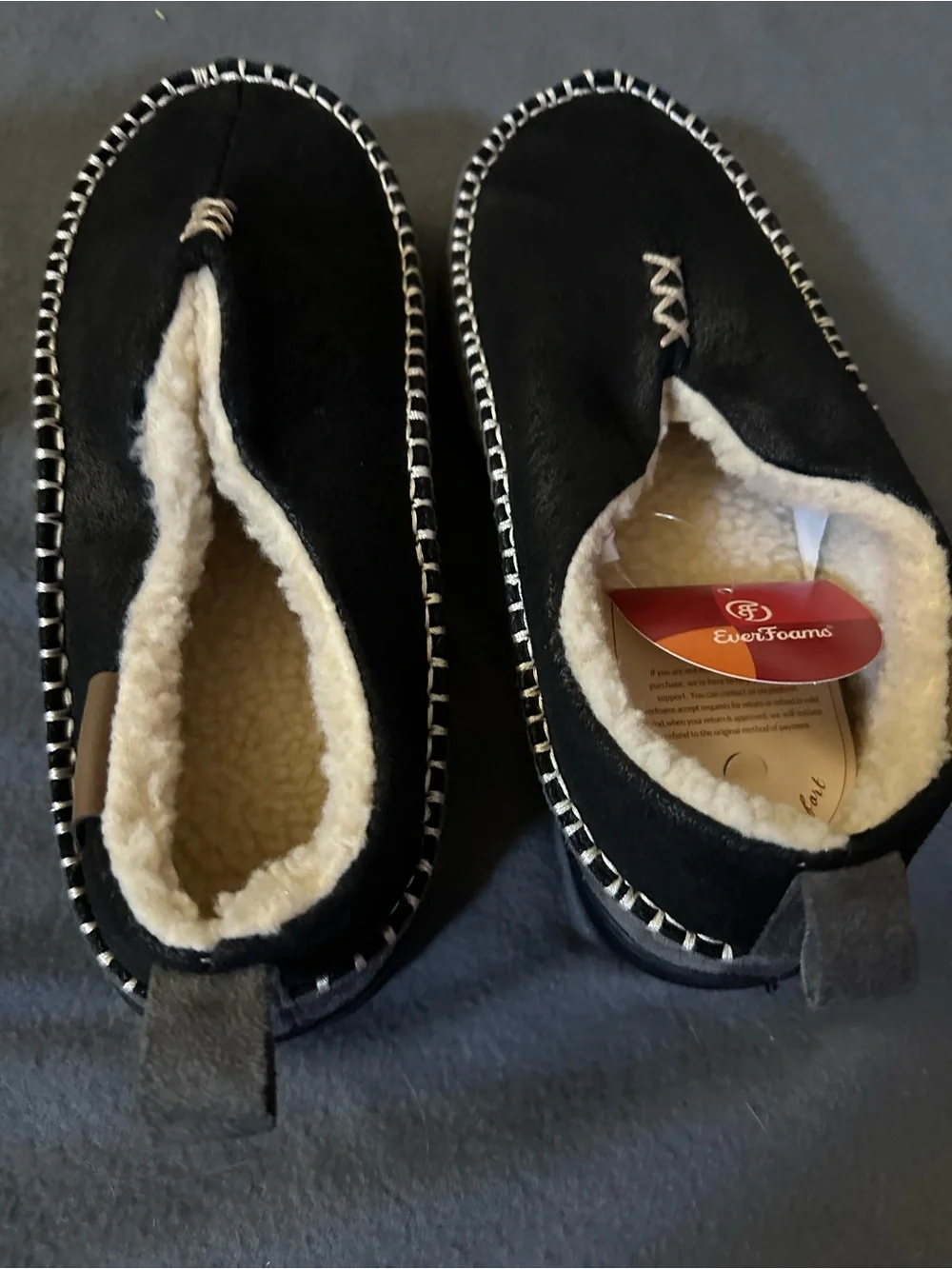 Men's Black Faux-Suede Sherpa-Lined Slip-On Loafers